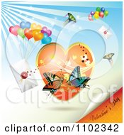 Clipart Butterfly Heart Love Valentines Day Letter Backround Royalty Free Vector Illustration