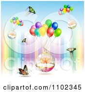 Poster, Art Print Of Butterfly Heart And Balloon Valentines Day Background