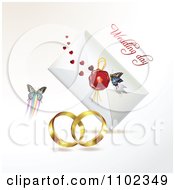 Poster, Art Print Of Wedding Bands Butterfly And Wedding Day Letter 1