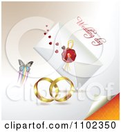 Poster, Art Print Of Wedding Bands Butterfly And Wedding Day Letter 2
