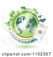 Poster, Art Print Of Green Globe Circled With A Fast Sealed Envelope