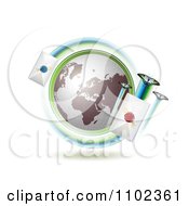 Poster, Art Print Of Globe With Butterflies And Sealed Mail Envelopes