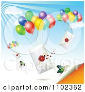 Poster, Art Print Of Butterflies With Sealed Letters And Balloons