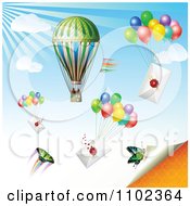 Poster, Art Print Of Hot Air Balloon Butterflies And Balloons With Envelopes