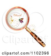 Clipart 3d Floral Handled Magnifying Glass With Search Text And A Butterfly Royalty Free Vector Illustration by merlinul