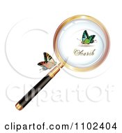 Clipart Magnifying Glass And Butterflies 3 Royalty Free Vector Illustration