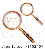 Clipart 3d Floral Handled Magnifying Glasses And Search Text Royalty Free Vector Illustration