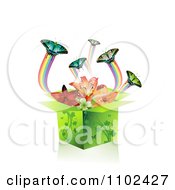 Poster, Art Print Of Butterfly Gift Box Background 2