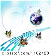 Poster, Art Print Of Butterfly Trail And Globe Background 3
