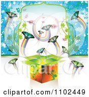Poster, Art Print Of Butterfly Gift Box Background 5