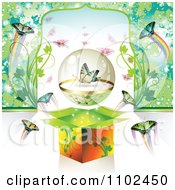 Poster, Art Print Of Butterfly Gift Box Background 6