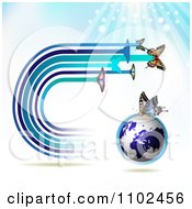 Poster, Art Print Of Butterfly Trail And Globe Background 2