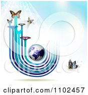 Poster, Art Print Of Butterfly Trail And Globe Background 1
