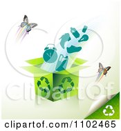 Clipart Recycle Box With Items And Butterflies Royalty Free Vector Illustration