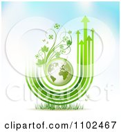 Poster, Art Print Of Arrow Trails And Green Floral Globe Background