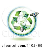 Poster, Art Print Of Green Energy Butterfly Arrows Around A Light Bulb