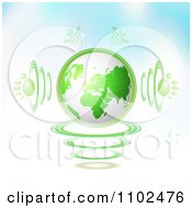 Poster, Art Print Of 3d Green Globe With Paw Print Sound Waves On Gradient