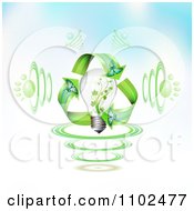 Poster, Art Print Of 3d Light Bulb With Paw Print Sound Waves And Butterfly Recycle Arrows On Gradient