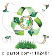 Clipart Butterfly Arrows Around A Globe 2 Royalty Free Vector Illustration