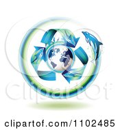 Poster, Art Print Of Dolphin Arrows Around A Globe