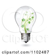 Poster, Art Print Of Renewable Green Energy Light Bulb With A Vine