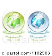 Poster, Art Print Of Green And Blue Shiny Globes On White