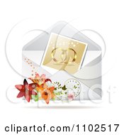 Poster, Art Print Of Photo Of Gold Wedding Bands In An Envelope With Lilies