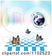 Poster, Art Print Of Butterfly Checker And Letter Globe Background