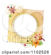Poster, Art Print Of Round Frame With Lilies