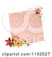 Poster, Art Print Of Blank Pink Note With Lilies And Vines