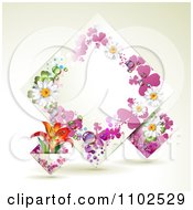 Poster, Art Print Of Diamond Frame With Lilies Daisies And Purple Shamrocks