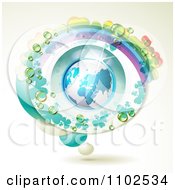 Clipart Blue Globe In An Oval Rainbow And Dewy Shamrock Frame Royalty Free Vector Illustration