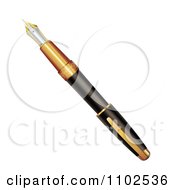 Clipart 3d Black And Gold Fountain Pen Royalty Free Vector Illustration