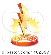 Poster, Art Print Of 3d Bolt Of Lightning Striking Down On A Circle