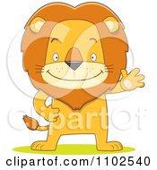 Poster, Art Print Of Happy Lion Waving And Standing Upright