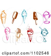 Poster, Art Print Of Frozen Yogurt And Ice Cream Cones Popsicles And Sundaes