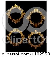 Ornate Golden Round Frames On Black