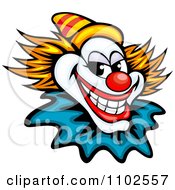 Clipart Grinning Evil Clown Or Joker With A Yellow Hat Royalty Free Vector Illustration