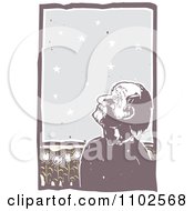 Poster, Art Print Of Blind Man Tilting His Head Back And Unaware Of The Starry Sky Above And The Sunflower Fields Behind Him