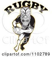 Clipart Yellow Black And White Maori Warrior Rugby Player Under Text Royalty Free Vector Illustration