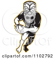 Yellow Black And White Maori Warrior Rugby Player