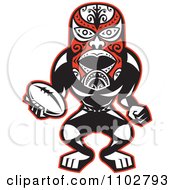 Poster, Art Print Of Red Black And White Maori Warrior Rugby Player