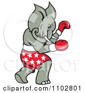 Clipart Republican Elephant Boxer With Star Shorts Royalty Free Vector Illustration