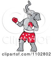 Clipart Republican Elephant Boxer With Starry Shorts Royalty Free Vector Illustration