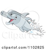 Clipart Pair Of Happy Dolphins Jumping In Water Royalty Free Vector Illustration by Dennis Holmes Designs