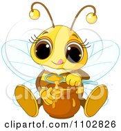 Poster, Art Print Of Cute Bee Tasting Honey