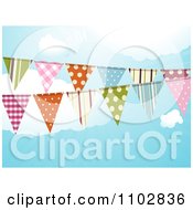 Clipart Patterned Bunting Flags Against A Cloudy Sky Royalty Free Vector Illustration