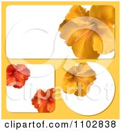 Poster, Art Print Of Rectangular Square And Round Hibiscus Flower Frames On Yellow