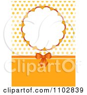 Poster, Art Print Of 3d Orange Bow With A Round Frame And Polka Dots