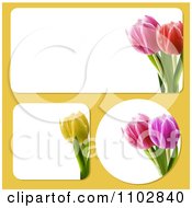 Poster, Art Print Of Rectangular Square And Round Tulip Flower Frames On Yellow